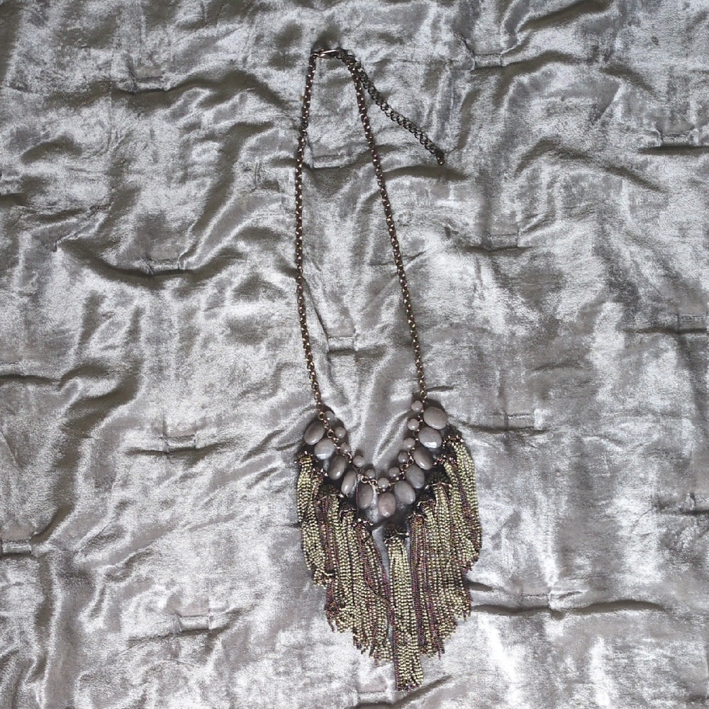 ANTHROPOLOGIE Gold and Grey Beaded Necklace